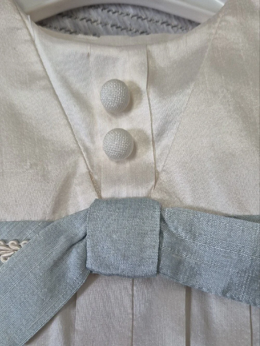 NWT Sarah Louise 100% Silk Boys Sailor Christening Formal Romper Hat 2pcs Set 3M